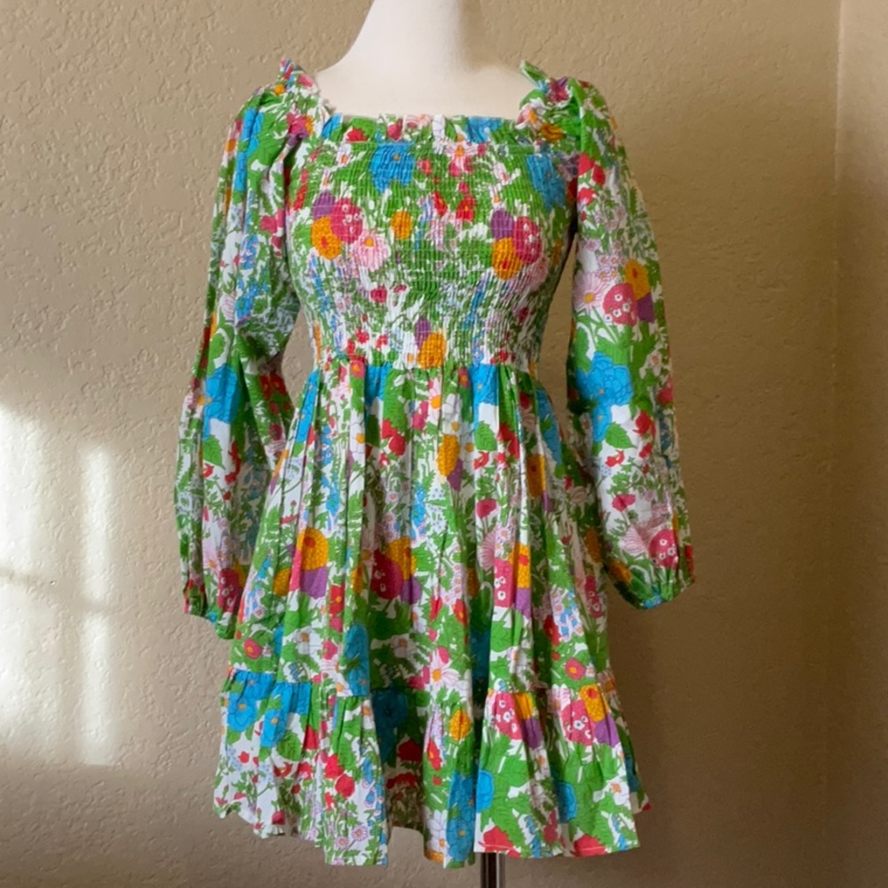 Mille Floral Green Mini Dress